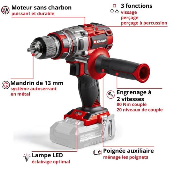 Einhell Professional Slagskruvdragare TP-CD 18/80 Li-i BL-Solo Power X-Change (18V) Levereras utan batteri och laddare.
