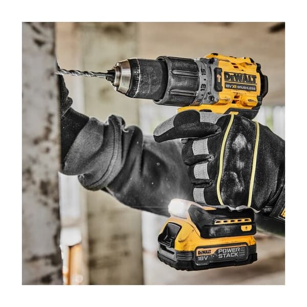Kompakt borrskruvdragare med slag XR borstlös - DEWALT - med 2 batterier 18V 1.7Ah - laddare - TSTAK- DCD805E2T-QW