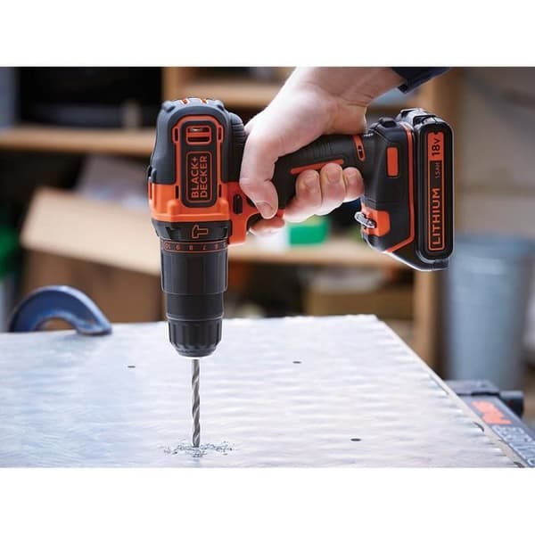 Sladdlös slagborrskruvdragare - Black & Decker - BDCHD18KB - 2x 18V-batterier - 2 hastigheter - 10 momentinställningar