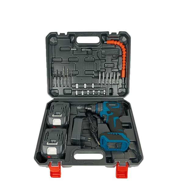 Kamolee 13MM Borstlös Elektrisk Borr, 520N.m Vridmoment, 5000rpm Hastighet,10mm 2x5,0Ah Verktygslåda, EU