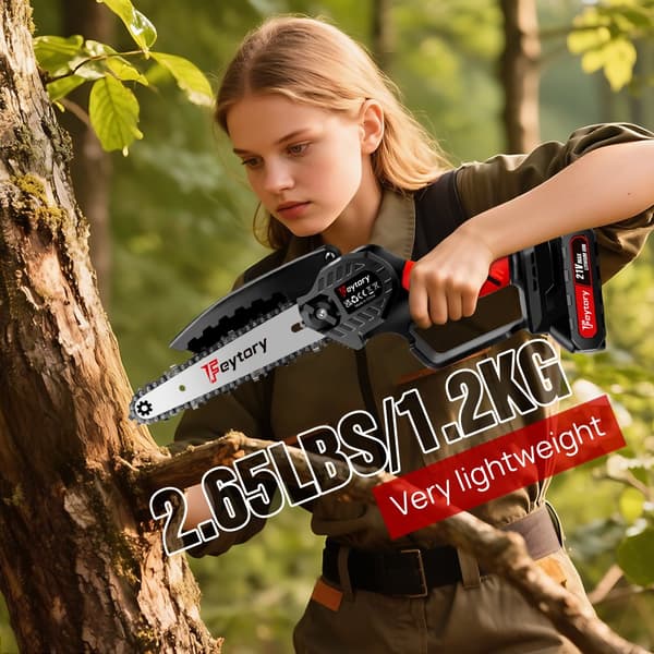 Mini moottorisaha, 700W moottori, 1.5Ah akku, 6-tuumainen ohjausvarsi,BensiiniKetju, 2PC Akun