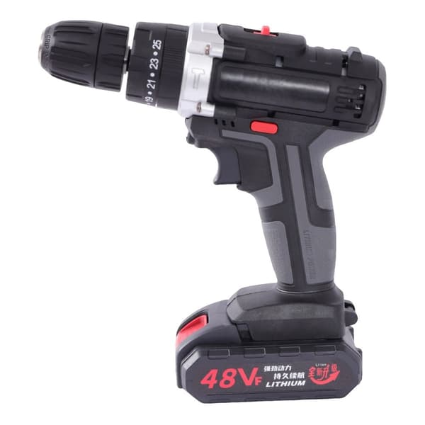 Trådløs boremaskine, 21V lithium-ion batteri, 25-28 Nm moment,sort