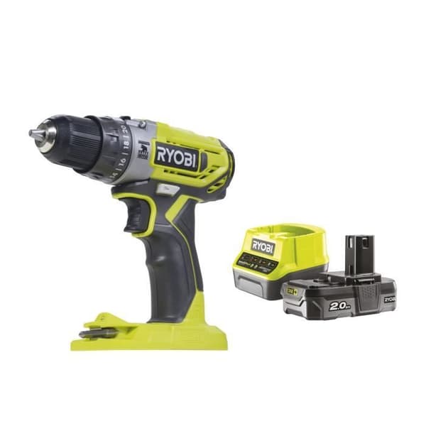 Sladdlös slagborrmaskin/skruvdragare RYOBI - 2 hastigheter 18V ONE+ 40Nm + 2,0 Ah batteri och 1 snabb laddare 2,0A R18PD2-120B