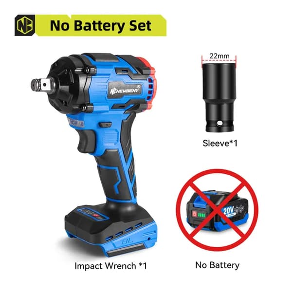 Sähköavain, 1000Nm vääntömomentti, LED-valo, EU, 0 Battery-Set A