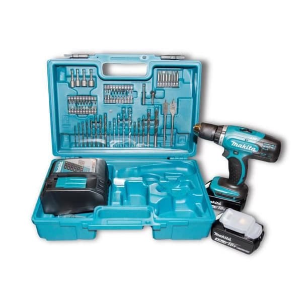 Slagborrmaskin 18V LXT (2x3,0 Ah) med 74 tillbehör - MAKITA DHP453RFX4