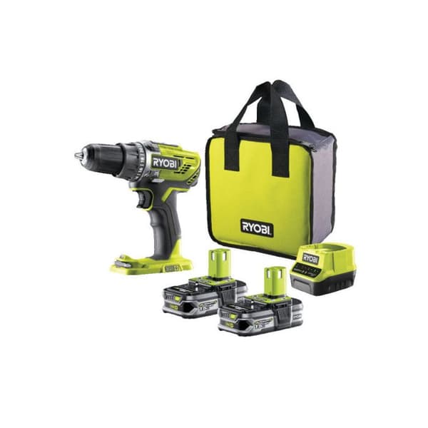 RYOBI 2-växlad 18V OnePlus borrmaskin - Litiumbatterier - 2x 1,5 Ah - R18DD3-215S