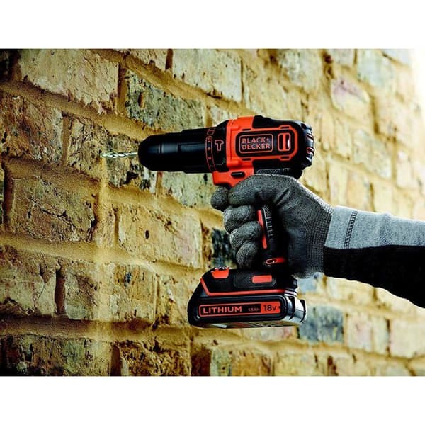 Slagborr/skruvmejsel - Black+Decker - 18V - 2 hastigheter - 2-hands chuck - 1 batteri