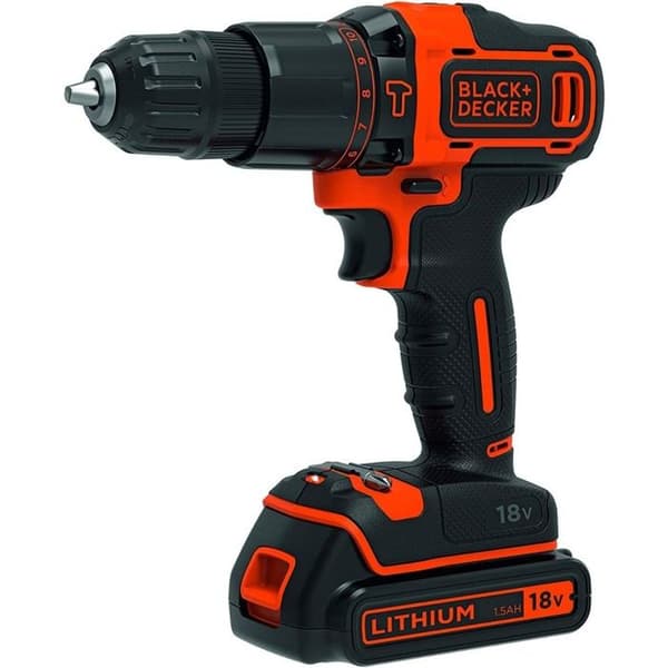 Slagborr/skruvmejsel - Black+Decker - 18V - 2 hastigheter - 2-hands chuck - 1 batteri