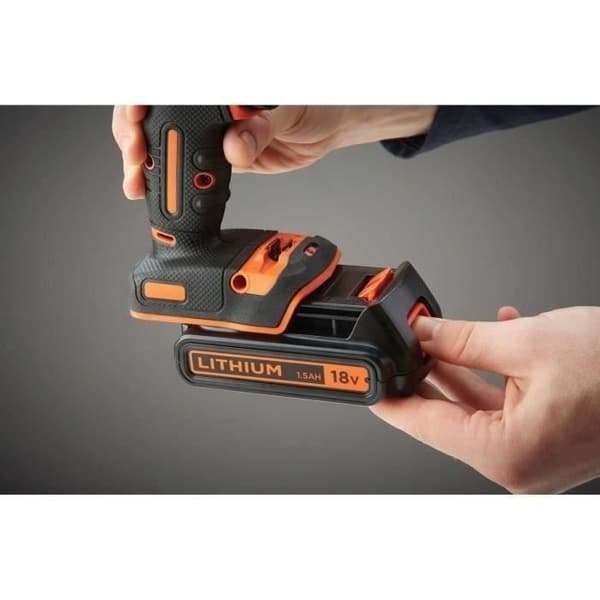 BLACK+DECKER 18V Sladdlös Slagborrmaskin - BDCHD18C2TA-QW - Med 2 18V Batterier - 30 Tillbehör Ingår