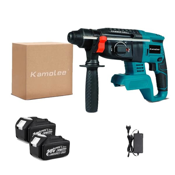 Rotary Hammer Boremaskine, Børsteløs Motor, 2000W Effekt,EU, 2x5.0Ah Karton