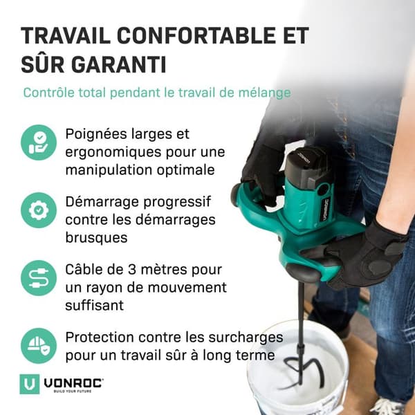 Färg/cementblandare 1800 W - 2 hastigheter - Mjukstart - Konstanthastighetselektronik - PM502AC