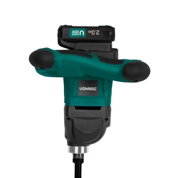 Färgblandare - sladdlös cement - Vpower 20V - 600mm, Ø120mm omrörare - 2,0Ah batteri och laddare ingår