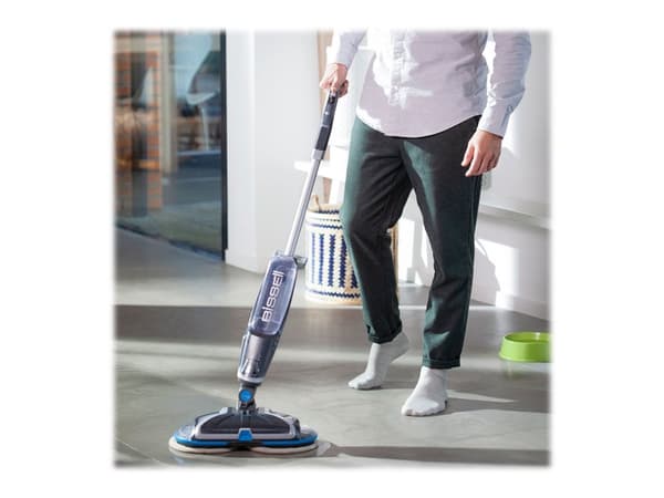 BISSELL SpinWave 2240N - Elektrisk mopp - spak - sladdlös - blå/titanium/silver