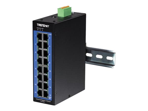 TRENDnet TI-G160I - Switch - Administrerad - 16 x 10/100/1000 - DIN-skenmonterbar - likström - TAA-kompatibel