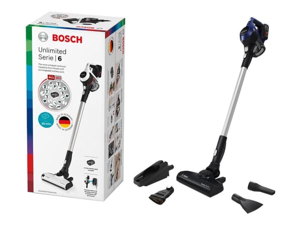 Bosch Unlimited Serie | 6 BBS611MAT - Dammsugare - skaft/handhållen (2-i-1) - utan påse - sladdlös - månskensblå
