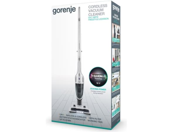 Gorenje FREESTYLE SVC180FW - Dammsugare - skaft/handhållen (2-i-1) - utan påse - 120 W - sladdlös - vit