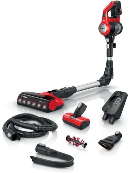 Bosch Unlimited 7 ProAnimal BBS711ANM - Støvsuger - pinne/håndholdt (2-i-1) - uten pose - uten kabel - rød - 1 batteri, inkludert lader Sort, Rød, Rustfritt stål