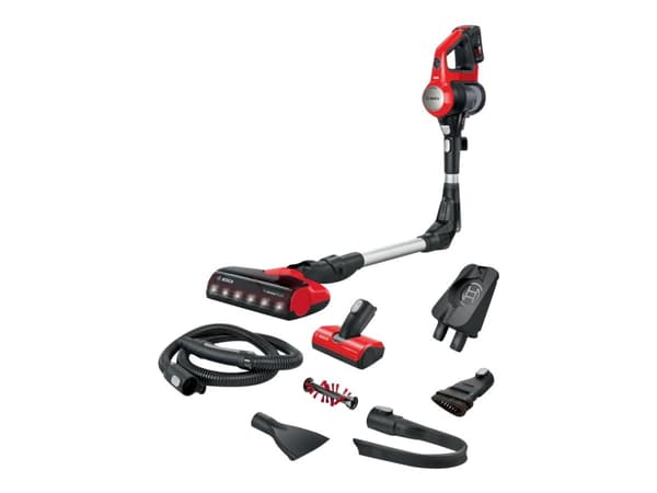 Bosch Unlimited 7 BCS711PET ProAnimal - Støvsuger - pinne/håndholdt (2-i-1) - uten pose - uten kabel - rød - 1 batteri