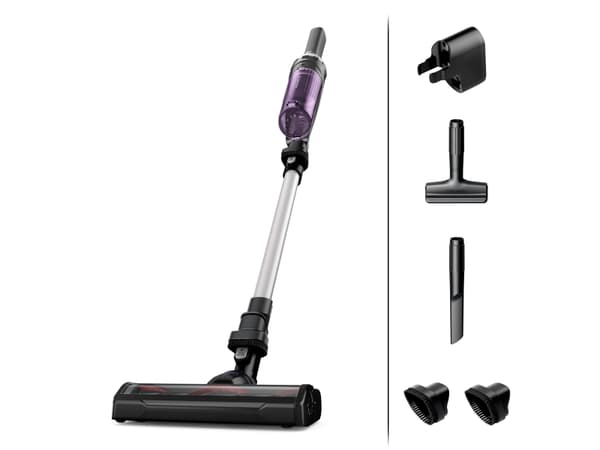 Rowenta RH1129, 2-in-1 stick vacuum, Utan påse, Lila, Gjuten aluminium, 0,4 l, Rektangulär, Kina Lila, Gjuten aluminium