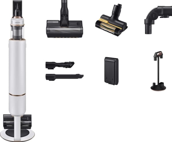 Samsung VS20B95823W, 2-i-1 stavstøvsuger, Uten pose, Sort, Hvit, Tørr, Multi-syklonisk, Gulvoverflater, Teppe