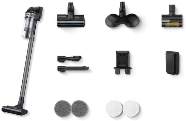 Samsung Jet 75E Pro VS20B75ADR5 - Støvsuger - pinne/håndholdt (2-i-1) - uten pose - uten kabel - sølv - 1 batteri, inkludert lader