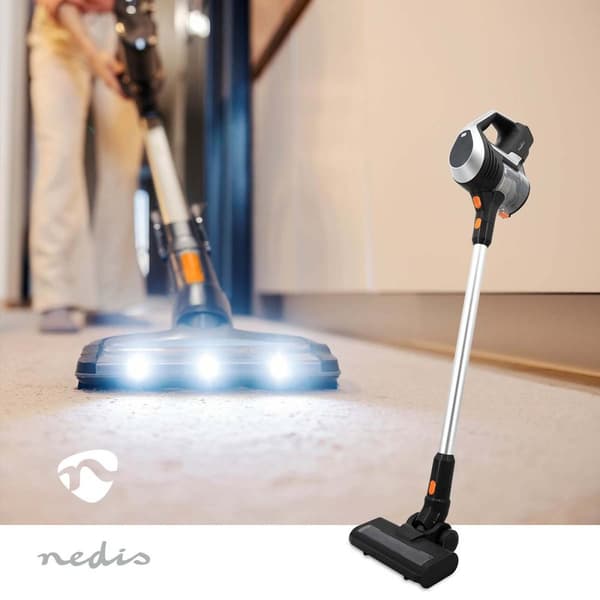 Nedis Varsi-imuri | 130 W | 25.9 VAC | Moottorisoitu harja sisäänrakennetulla valolla | 10000 Pa | HEPA ilmansuodatin | Musta / Oranssi