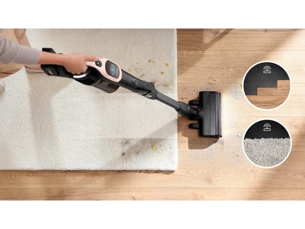 Bosch BBS1041RBA, 2-in-1 stick vacuum, Black, Pink, Dry, HEPA, Hygiene Filter, Filtering, Bare floor, Carpet, Hard floor, Soft floor, Stair steps, Up