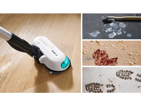 Bosch BCS71HYG4, Stick pölynimuri, pussiton, musta, valkoinen, 0,3 L, kuiva & märkä, HEPA
