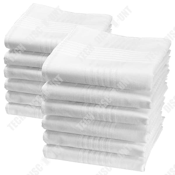TD® 12 stycken vita näsdukar 100% bomull 38cm*38cm Ekonomiska vita näsdukar damtygsnäsdukar vit bomull Modell Valenti