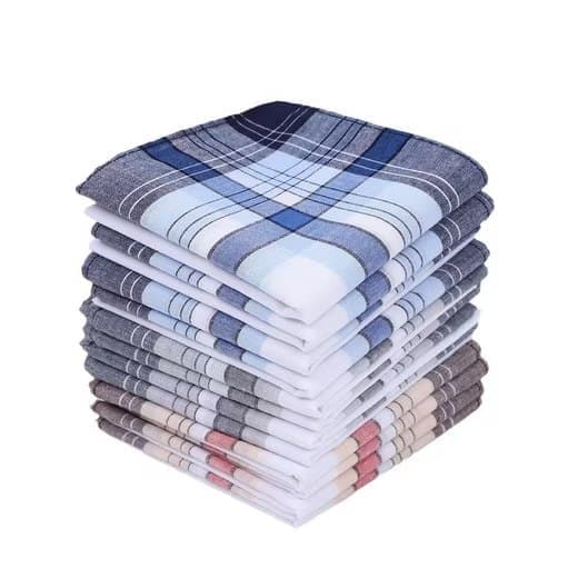 Lollanda 12-pack Herrnäsdukar Bomull 40x40 cm, Bomullsnäsduk  - Klassisk Rutig Design