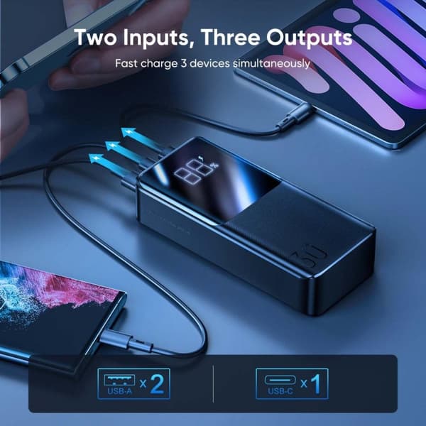 SiGN Super Charge LED Powerbank 30000 mAh, 22.5W - Svart