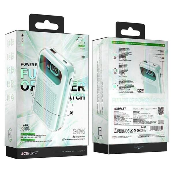 Acefast Powerbank 20000mAh 30W Sparkling Series M2 - Grön