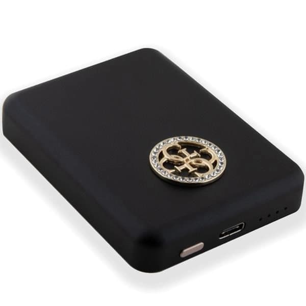 Guess Magsafe Powerbank 5000mAh 15W 4G Strassed Metal Logo - Svart