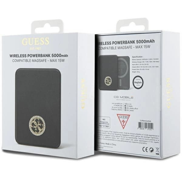 Guess Magsafe Powerbank 5000mAh 15W 4G Strassed Metal Logo - Svart