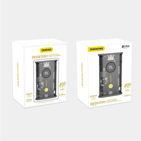 Dudao Powerbank 20000mAh 22.5W USB-A/USB-C - Svart