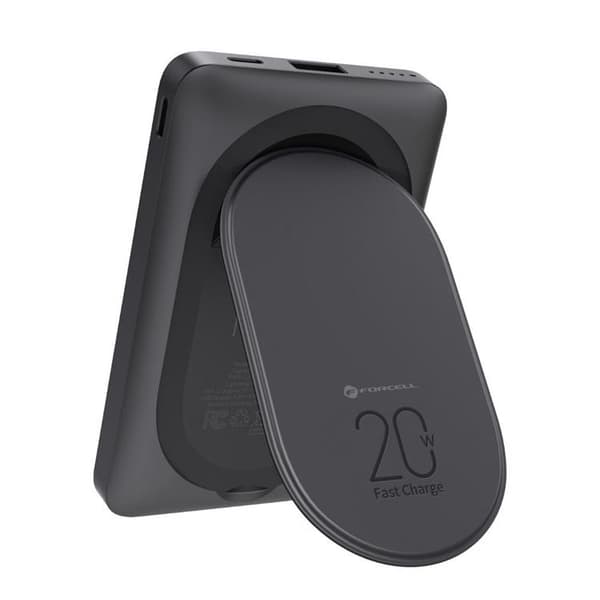 Forcell Magsafe Powerbank 10000mAh Magstand 20W - Svart