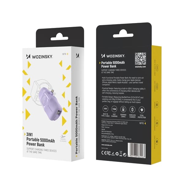 Wozinsky Lightning Mini Powerbank 15W 5000mAh - Lila