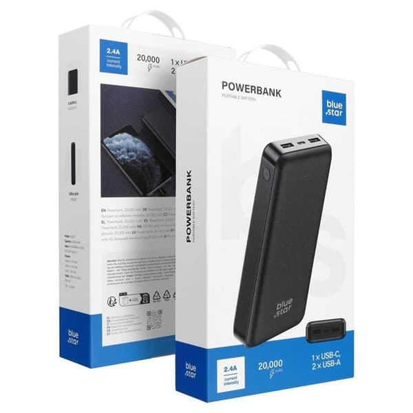 Blue Star Powerbank 20000 mAh 2.1A W2015 - Svart