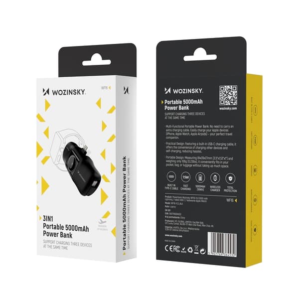 Wozinsky Lightning Mini Powerbank 15W 5000mAh - Svart