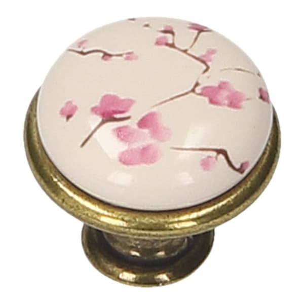 GP19 knop, antik guld, porcelæn MLK-17
