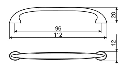 UN14-kahva, harjattu nikkeli, 96 mm