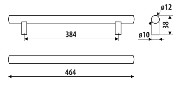 Gelænder RE29, rustfrit stål, 384 mm