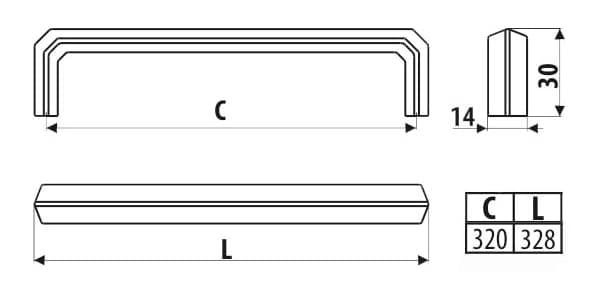 UU56 håndtag, Soft Touch - snavset pink, 320 mm