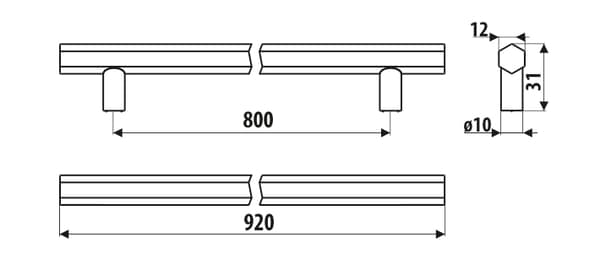 Gelænder RE33, gråbrun, 800 mm