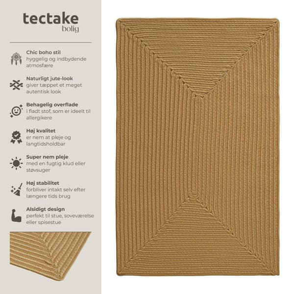 Flettet gulvtæppe Raya i jute-look, til indendørs og udendørs - 60 x 90 cm