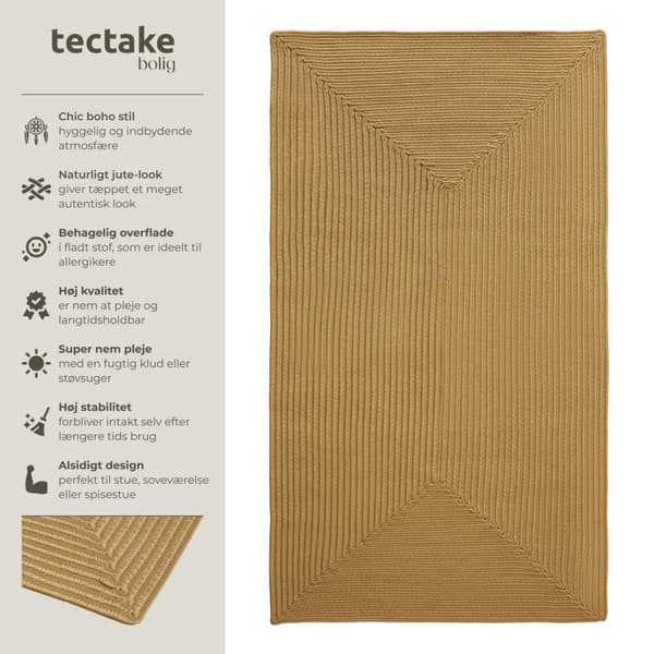 Flettet gulvtæppe Raya i jute-look, til indendørs og udendørs - 80 x 150 cm
