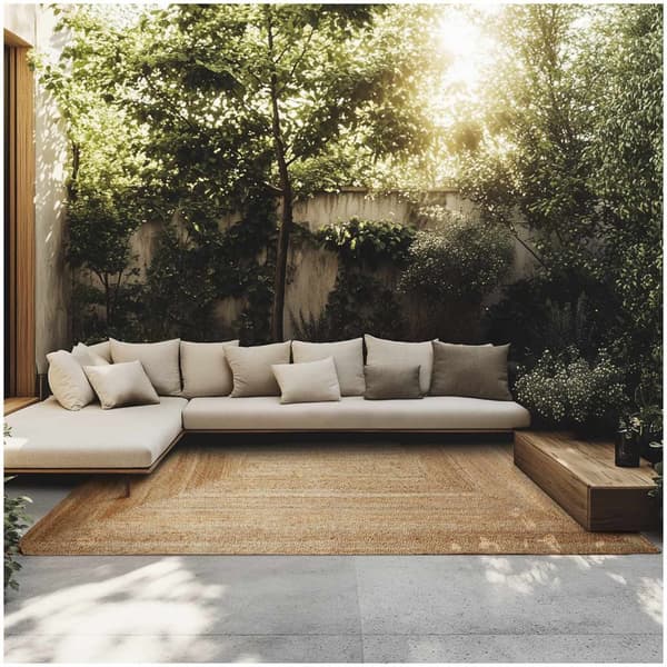 Håndvævet gulvtæppe Glim af jute, boho-stil - 200 x 290 cm