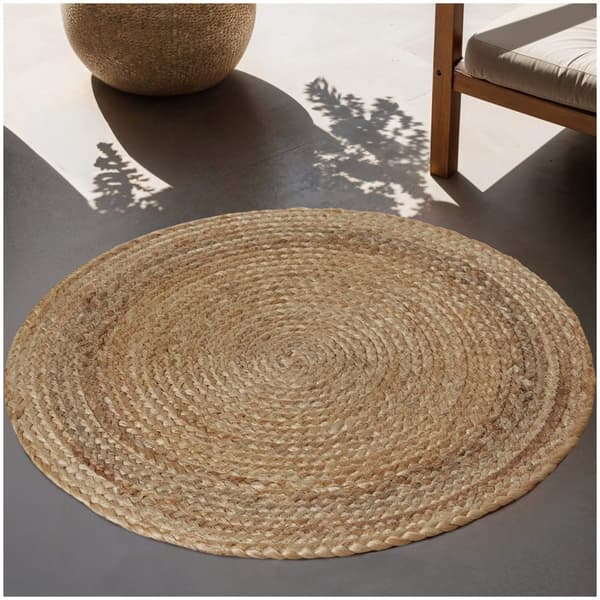 Håndvævet tæppe Glim af jute, boho-stil,rund - Ø 60 cm