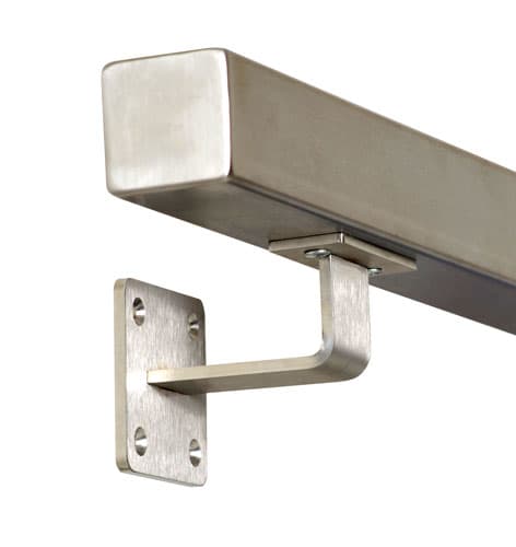 Rustfrit stål Firkantet gelænder 120 cm + 2 holdere