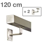 Rustfrit stål Firkantet gelænder 120 cm + 2 holdere